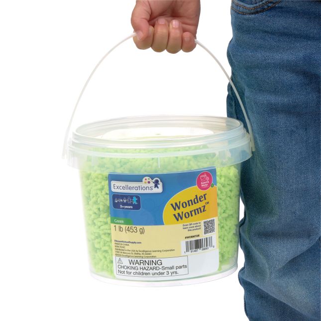 Excellerations® Wonder Wormz™ Sensory Tub – 1 lb Green Wiggle Sensory Material
