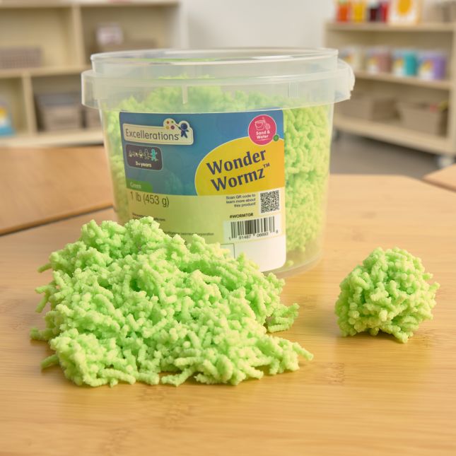 Excellerations® Wonder Wormz™ Sensory Tub – 1 lb Green Wiggle Sensory Material