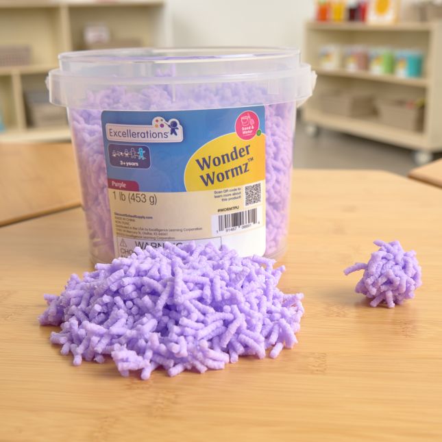 Excellerations® Wonder Wormz™ Sensory Tub – 1 lb Purple Wiggle Sensory Material
