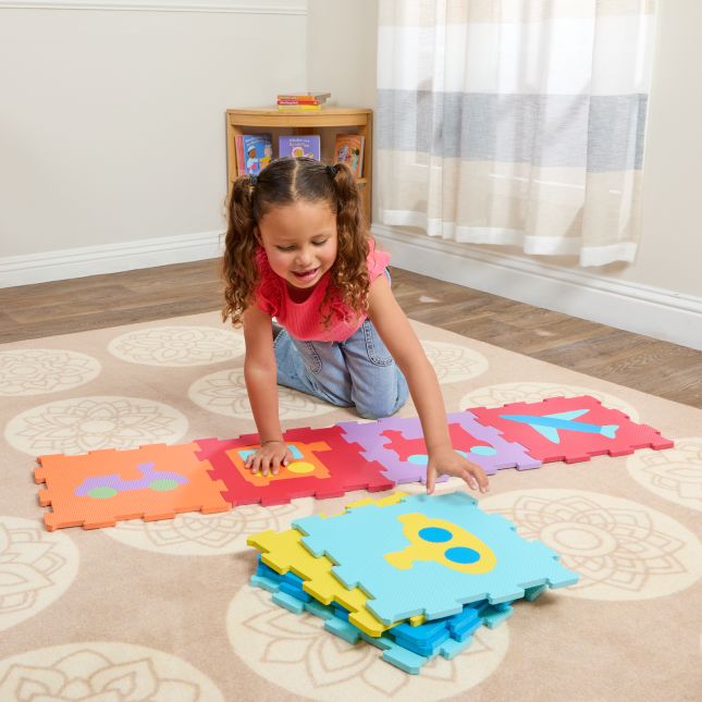 Excellerations® Play Mat Set: Woodland Animals and Transportation - Set of 18