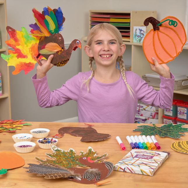 Colorations® Decorate Your Own Fall Craft Kit - Leaves, Pumpkin, Turkey (Set of 72)