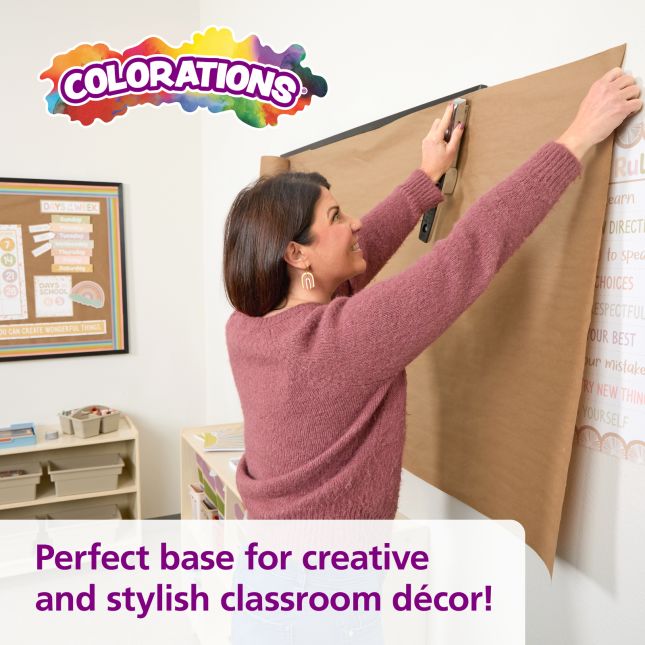 Colorations® TAN Paper Roll – 12" x 500' Heavyweight 40 lb Multi-Purpose Art Paper