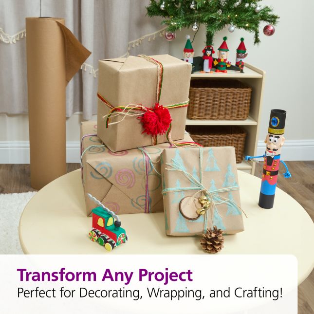 Colorations® TAN Paper Roll – 12" x 500' Heavyweight 40 lb Multi-Purpose Art Paper