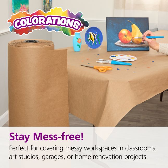 Colorations® Brown Paper Roll – 12" x 500' Heavyweight 40 lb Multi-Purpose Art Paper