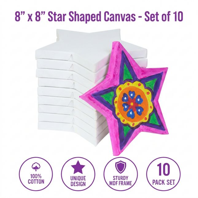 Colorations® 8" x 8" Star Shaped Canvas - Set of 10