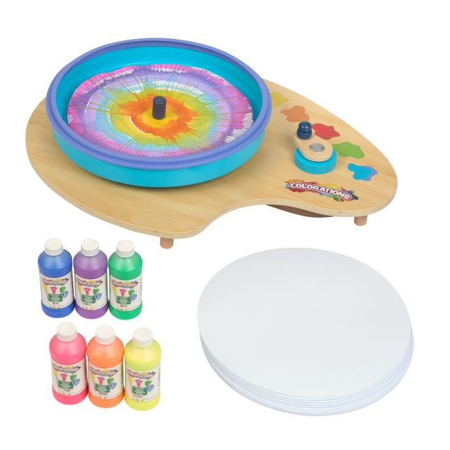 Colorations® Spin Art Station and Fluorescent Tempera Paint Kit