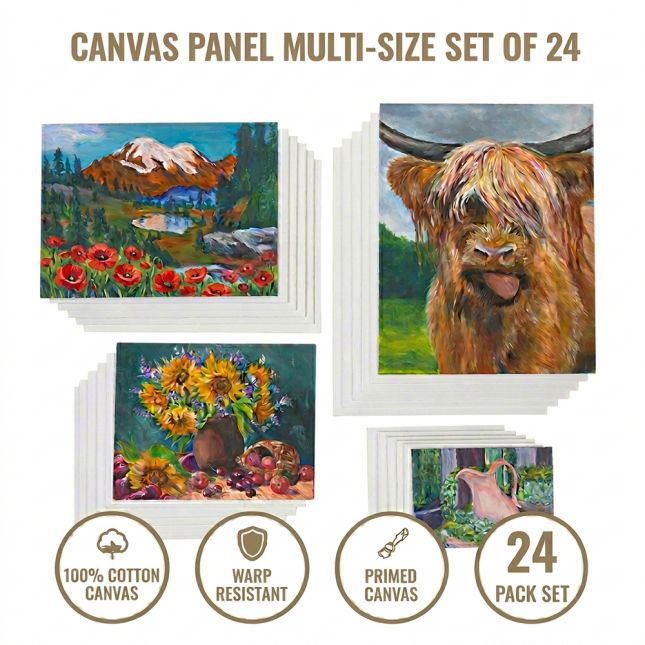 Colorations® Canvas Panel Multi-Size Pack - Set of 24