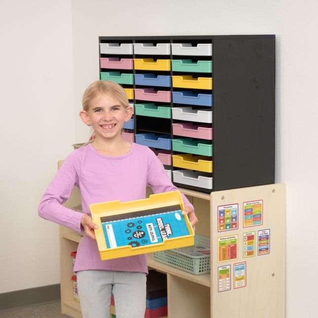 Really Good Stuff® Black 27-Slot Mail Center With Bold Vibes Trays