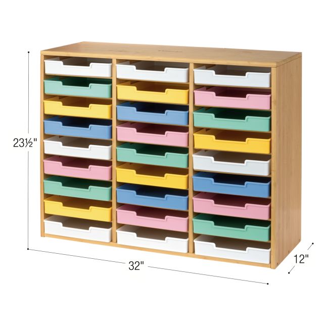 Really Good Stuff® Bamboo 27-Slot Mail Center With Bold Vibes Trays