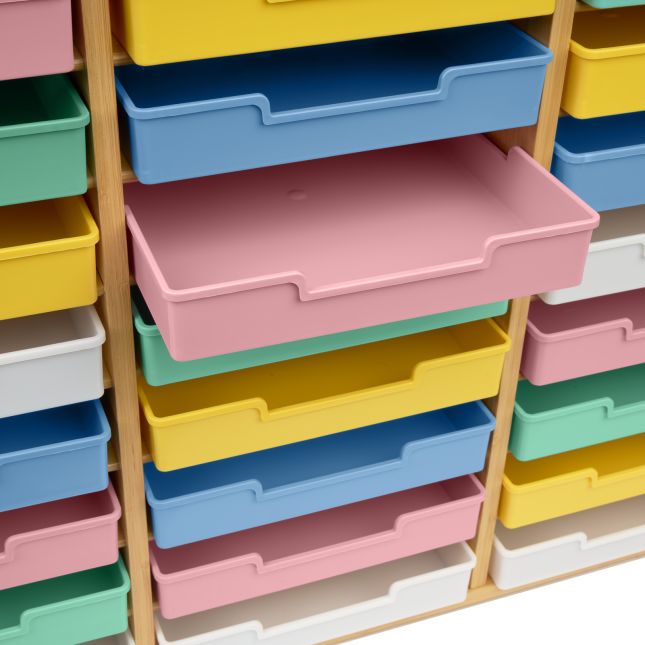 Really Good Stuff® Bamboo 27-Slot Mail Center With Bold Vibes Trays