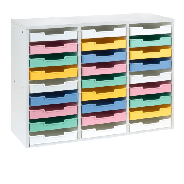 Really Good Stuff® White 27-Slot Mail Center With Bold Vibes Trays