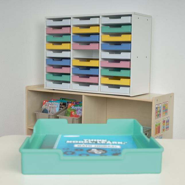 Really Good Stuff® White 27-Slot Mail Center With Bold Vibes Trays