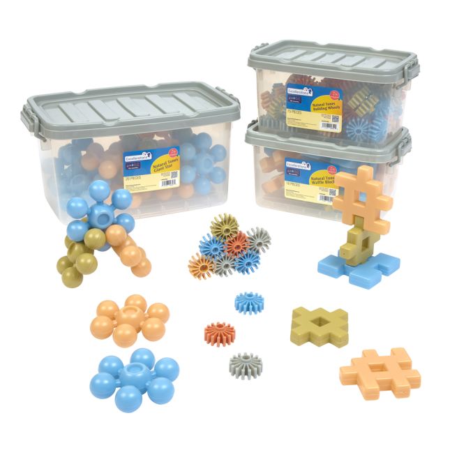 Excellerations® Toddler Natural Tone Manipulatives Set of 3 - 113 pieces