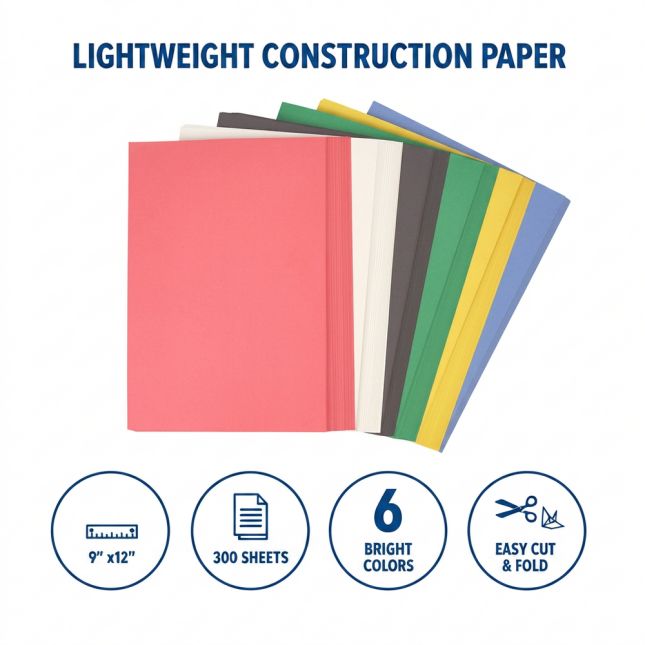 Colorations® 9" x 12" Lightweight Construction Paper – Assorted Colors, 300 Sheets
