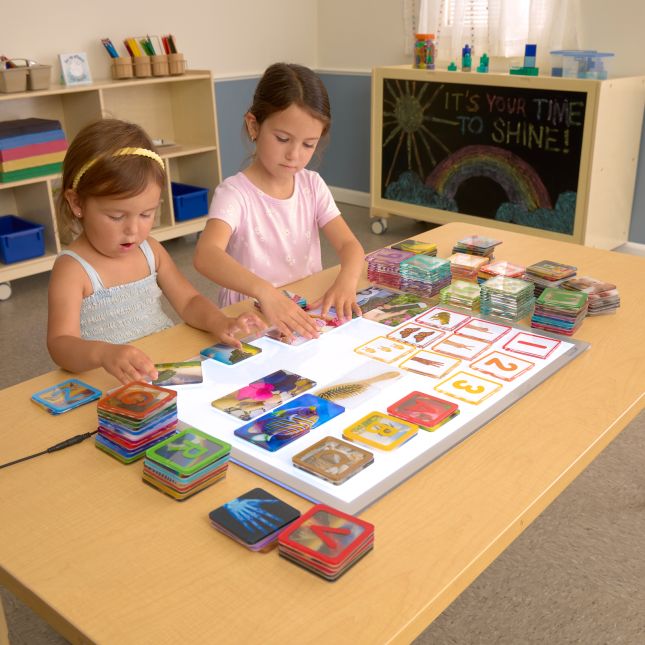 Excellerations® EduView™ Familiar Objects, Alphabet, and Number Acrylic Picture Tiles - Set of 154