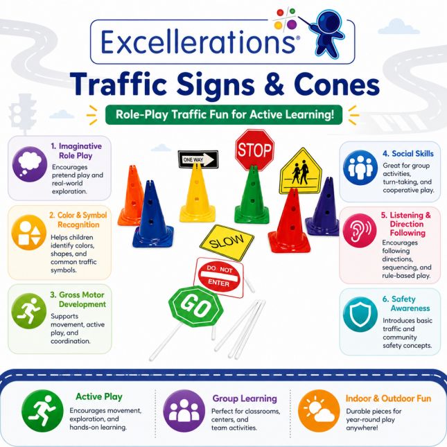 Excellerations® Traffic Signs and Cone Activity Set