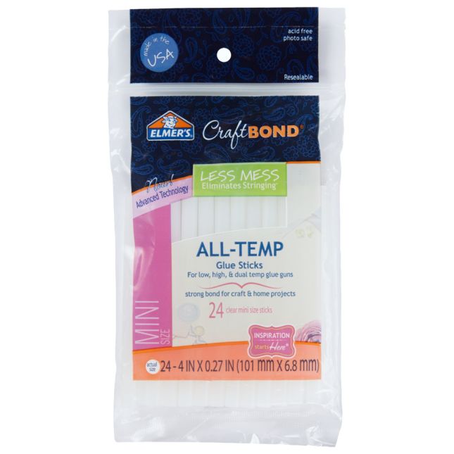 Elmer's® CraftBond Less Mess All-Temp Mini Glue Sticks,