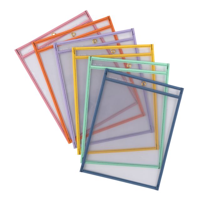 Really Good Stuff® Re-Markable™ Dry Erase Sleeves – Bold Vibes - 6 Colors - 30 Pack