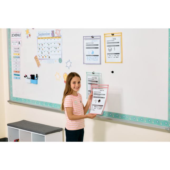 Really Good Stuff® Re-Markable™ Dry Erase Sleeves – Bold Vibes - 6 Colors - 30 Pack