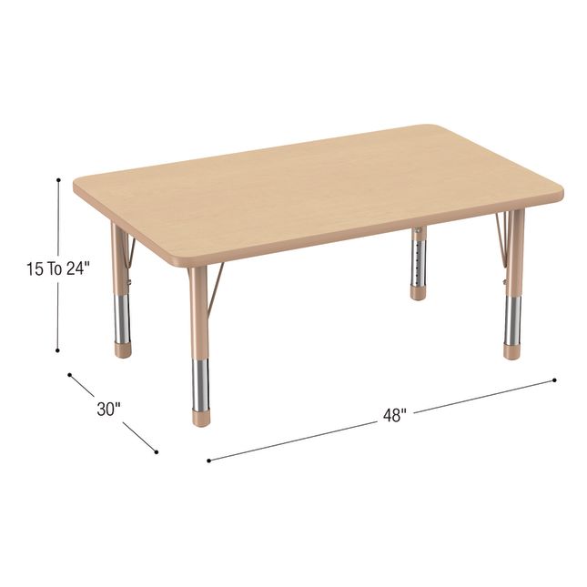 Environments® 30" x 48" Rectangle Table with Adjustable Chunky Legs - Maple/Maple