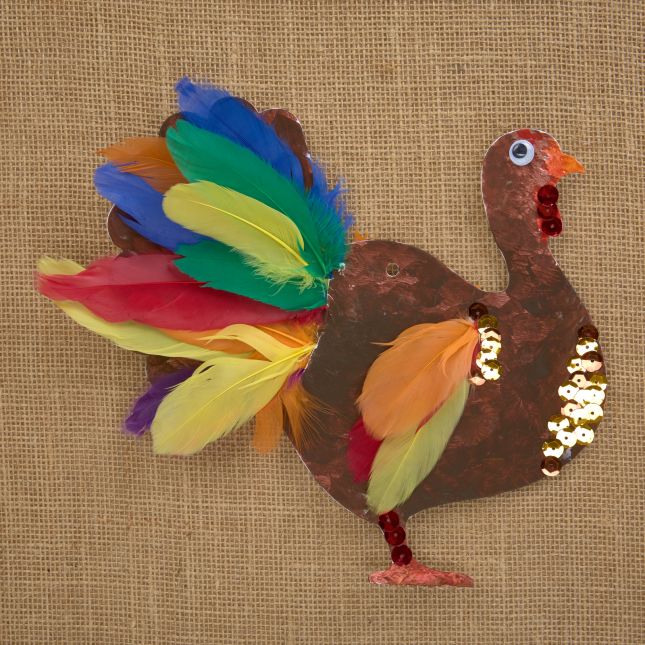 Colorations® Thanksgiving Feathered Turkey Craft Kit – Makes 24 Crafts