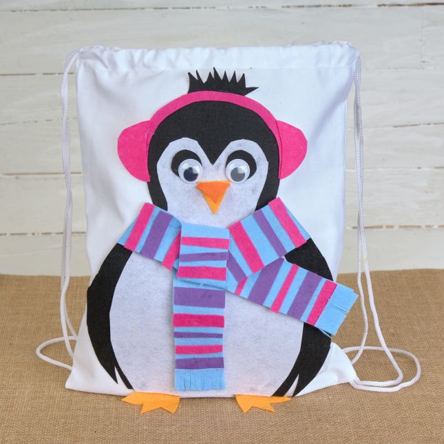 Colorations® Winter Penguin Canvas Backpack Craft Kit - Makes 12 Crafts