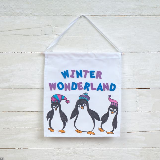 Colorations® Winter Penguin Canvas Banner Craft Kit - Makes 12 Crafts