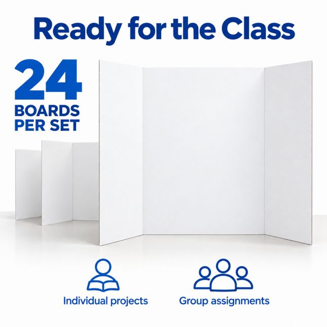 Colorations® White Tri-Fold Project Display Boards - Set of 24