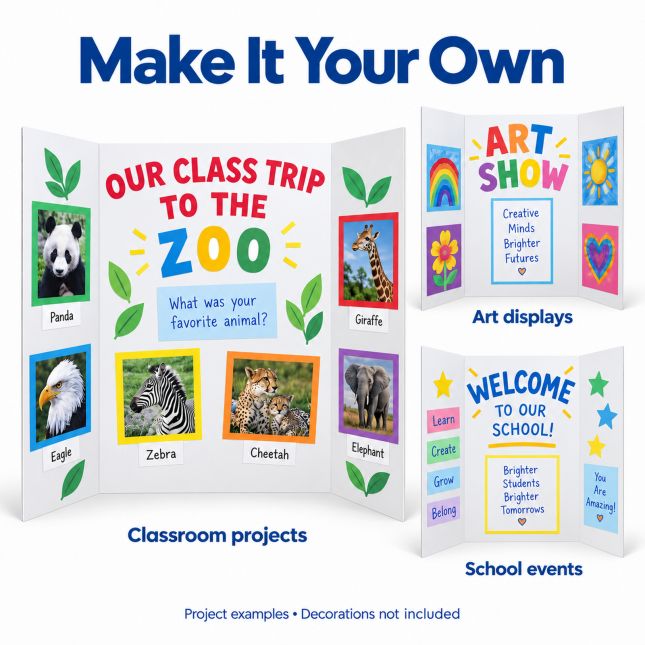 Colorations® White Tri-Fold Project Display Boards - Set of 24