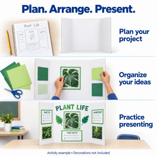 Colorations® White Tri-Fold Project Display Boards - Set of 24