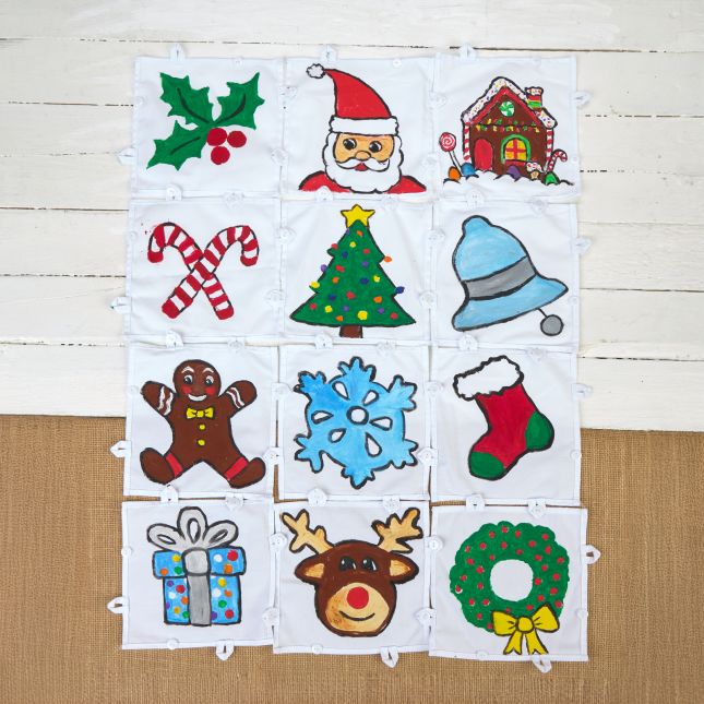 Colorations® Holiday Christmas Quilt Craft Kit - Makes 12 Crafts