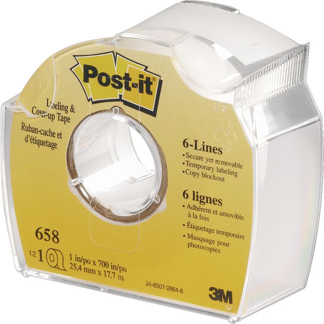 Ruban de correction Post-it 3M 658R 25,4mmx18m 6 lignes