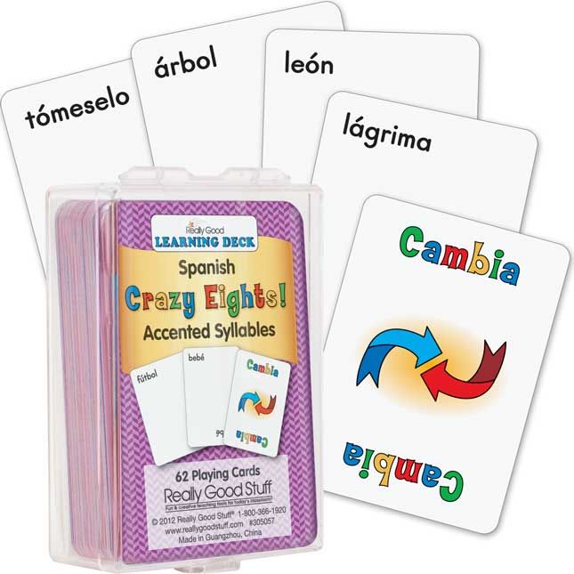 Spanish Crazy Eights! Accented Syllables (SA­labas acentuadas)