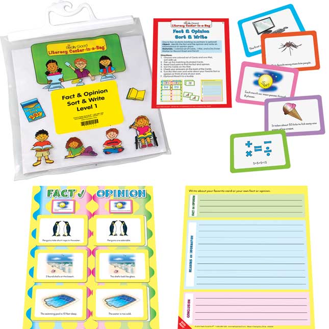 Fact and Opinion Sort and Write Level 1 Literacy Center