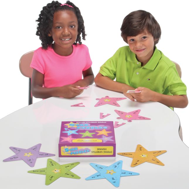 Really Good Stuff® Spanish Syllable Star Puzzles - 20 puzzles, 10 answer keys