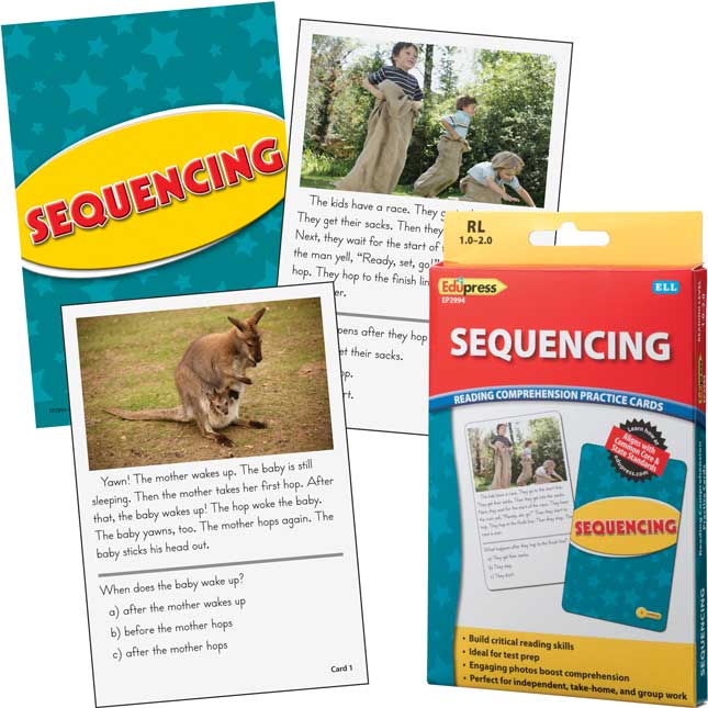 Reading Comprehension Practice Cards - Yellow Level - Sequencing