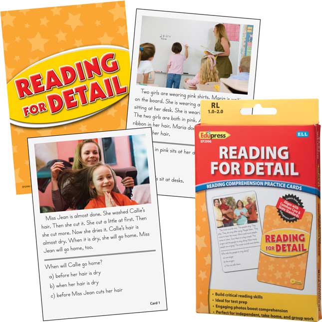 Reading Comprehension Practice Cards - Yellow Level - Reading For Details