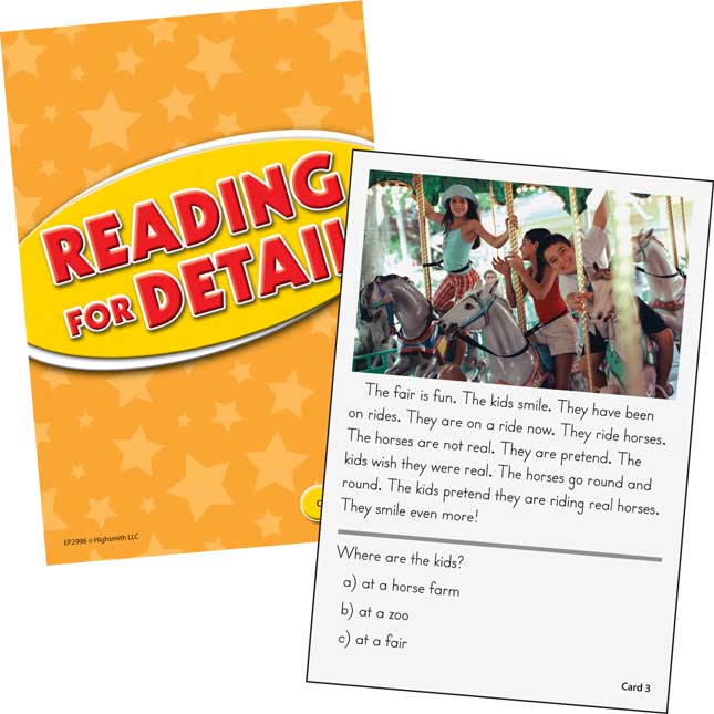 Reading Comprehension Practice Cards - Yellow Level - Reading For Details