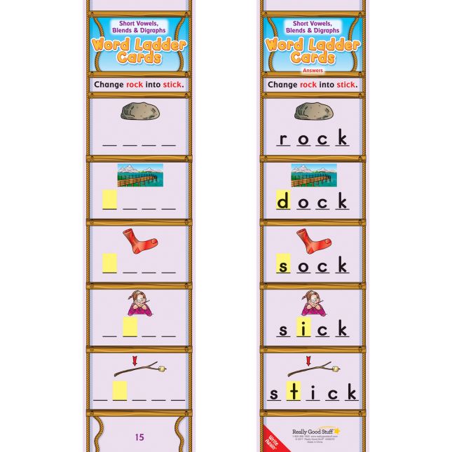 Short Vowels, Blends and Digraphs Word Ladder Cards - 28 cards_2