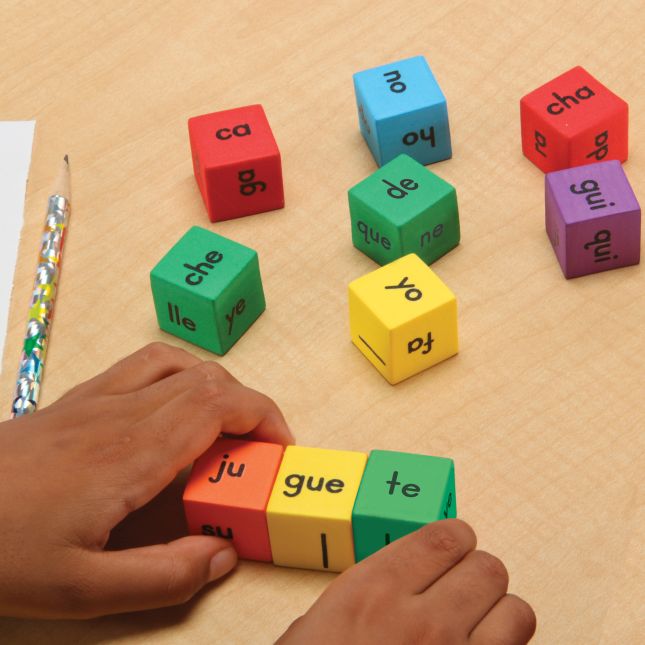 Really Good Stuff® Make-A-Word Soft Touch™ Spanish Syllable Dice Game - 18 dice