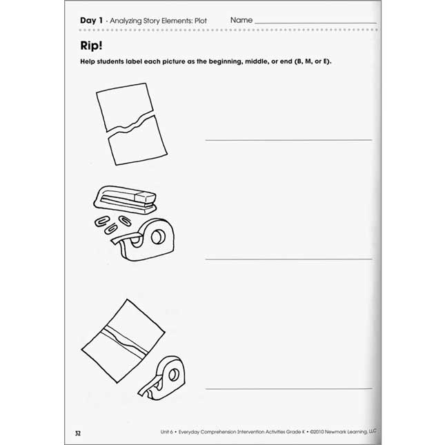 Everyday Intervention Activities For Comprehension Book - Grade K