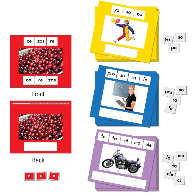 Really Good Stuff® Mixed Up Syllables - Mezcla de sA­labas - 30 mats, 114 tiles