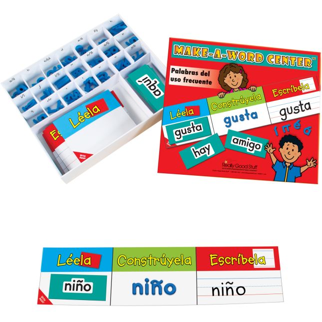 Really Good Stuff® Make-A-Word Center™: Spanish High-Frequency Words - 80 cards, 148 letters