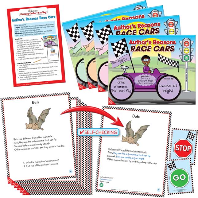 Really Good Literacy Center™: Author's Reasons Race Cars