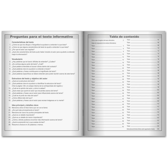 Registro del texto informativo (Informational Text Journal) - 12 journals