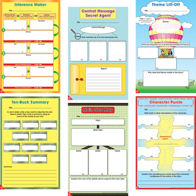 Dry Erase Comprehension Graphic Organizer Mats - Intermediate - Set Of 36