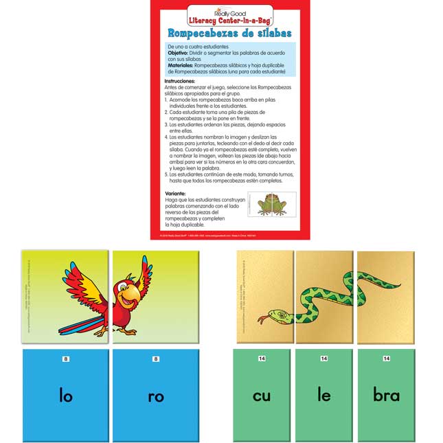 Spanish Syllable Puzzles (Rompecabezas De Silabas)