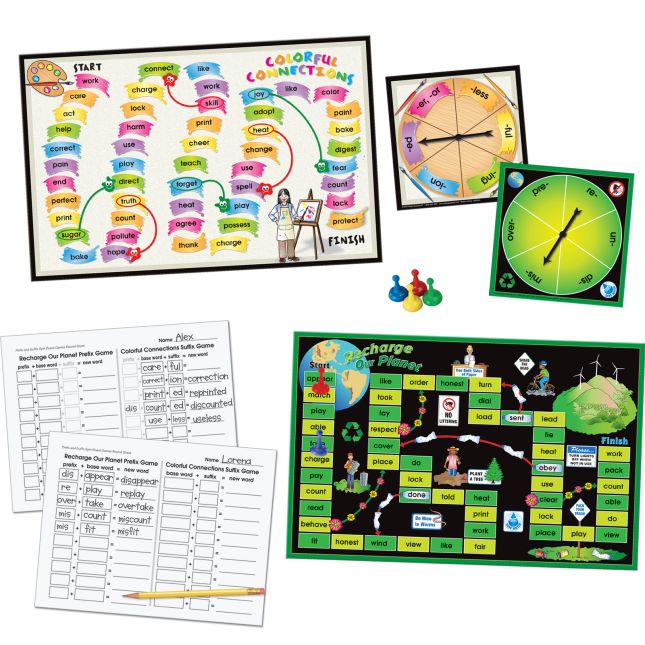 Prefix and Suffix Spin Board Games - 2 games