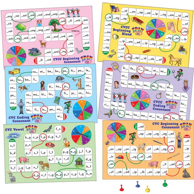 Short Vowel Pattern Word Building Board Games -