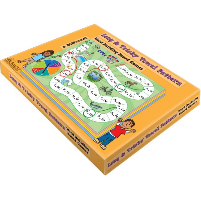 Really Good Stuff® Long and Tricky Vowel Pattern Word Building Board Games - 1 Game